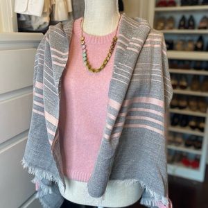 JCrew Gray and Pink Scarf Wrap.  One Size